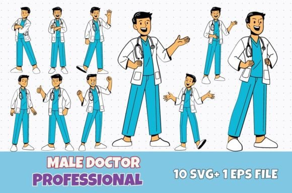 10 Medical Male Doctor Character Set Svg Graphics