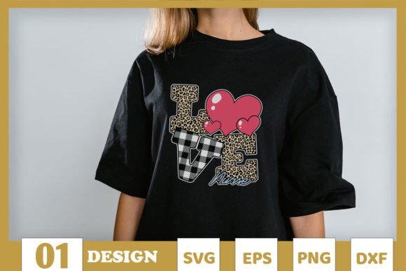 LOVE Nurse Doodle Leopard Valentine Graphics