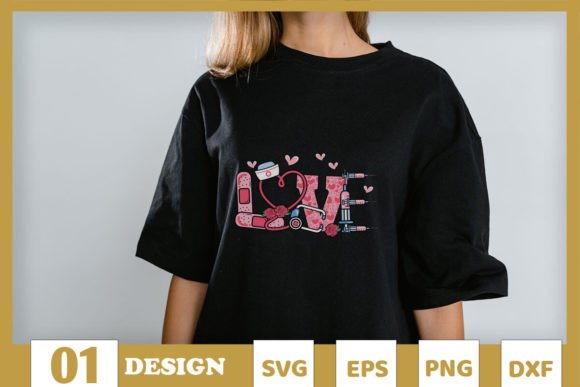 LOVE Stethoscope Nurse Valentine Graphics
