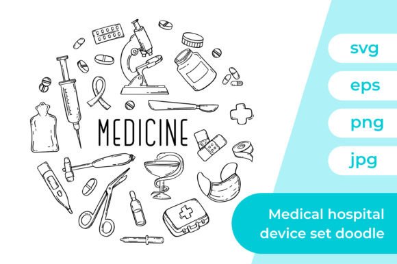 Medical Hospital Device Set of Drawings Graphics