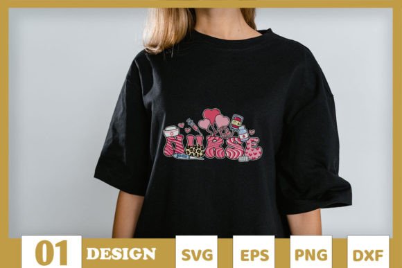 Valentine Doodle Nurse Hat Graphics for T-Shirt Designs